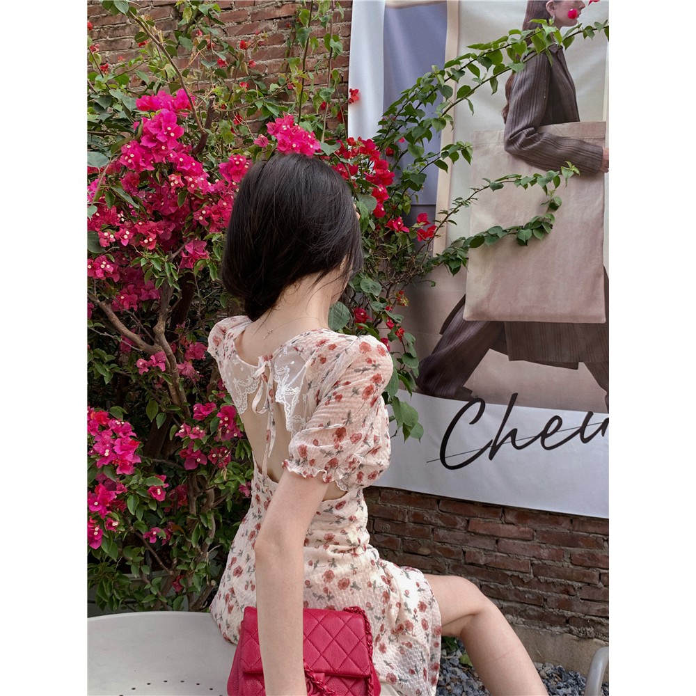 Váy nữ / đầm nữ hở lưng hoa nhí Ulzzang AK1924
