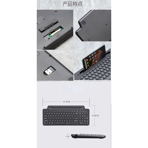 Bàn Phím Bluetooth Không Dây 2.4G Kèm Bàn Phím Cảm Ứng Thông Minh Cho Windows Laptop PC TV
