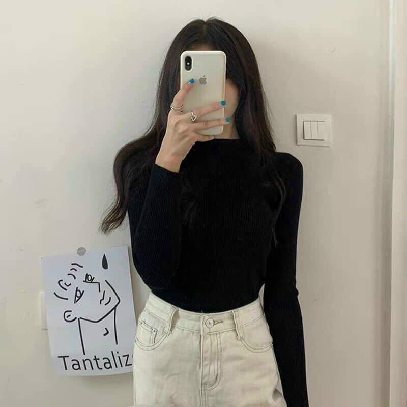Áo Len Tay Dài ✅Freeship✅ Áo Len Tăm Cổ 3 Phân Nữ Quảng Châu Siêu Mềm Mịn L401