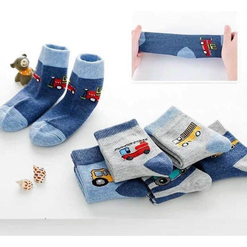 Set 5 Tất Cho Bé BABYSOCKS Cao Cấp Bé Trai Bé Gái In Hình Đáng Yêu Dày Ấm Cao Cổ Chất Cotton