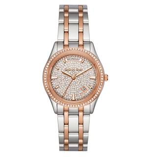 Đồng hồ nữ michaei kors mk6482 dây kim loại màu demi vàng hồng mặt đính đá size 34mm - có lịch ngày