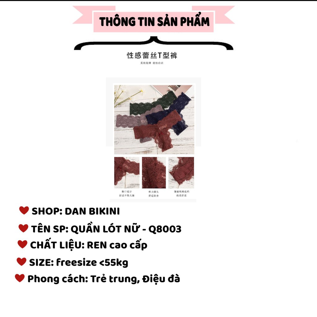 Quần Lót Nữ Lọt Khe Ren cao cấp mềm mại họa tiết gợi cảm quyến rũ mã Q8003 | BigBuy360 - bigbuy360.vn
