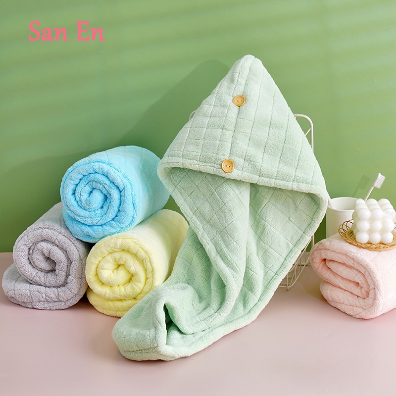 Khăn Quấn Tóc Dày Dặn Thấm Hút Tốt Nhanh Khô Tiện Dụng Cho Nữ