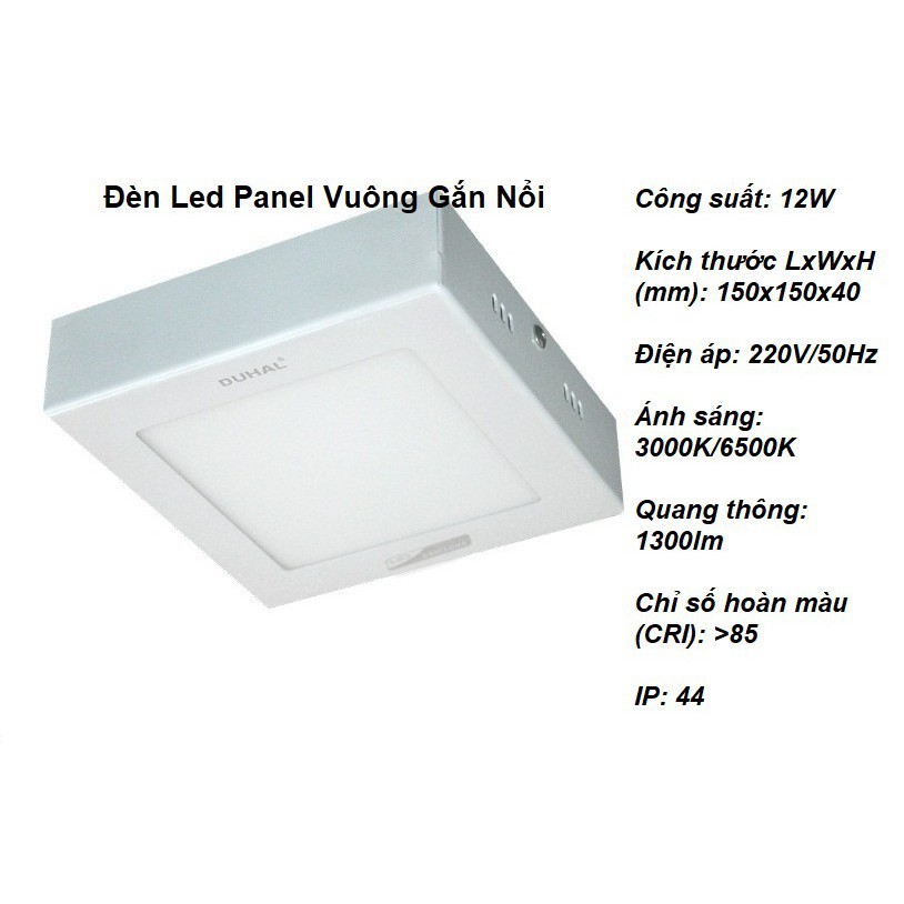 Đèn Led Panel Vuông Gắn Nổi Duhal 12W - KEGB512
