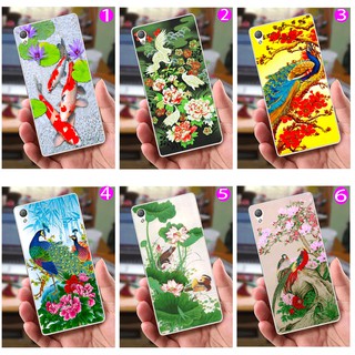 Ốp lưng Sony Xperia Z3 (dẻo viền trắng trong) - Hình Chim Công, Cá Chép, Cò