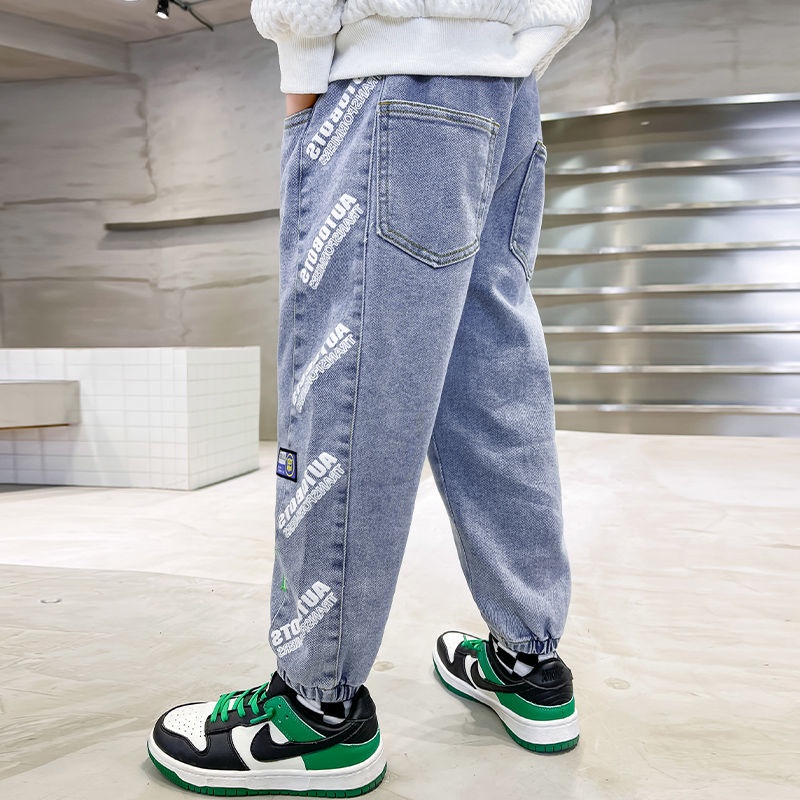 [Grow Up with You] Quần Jean Ống Rộng Phong Cách Mới Mùa Xuân Thời Trang Dành Cho Bé Trai 2022