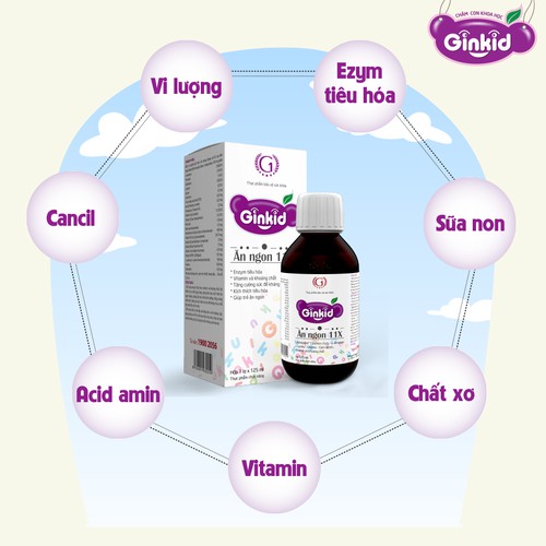 Ginkid Ăn ngon 11X cải thiện chức năng tiêu hóa cho trẻ hết biếng ăn lọ 125ml