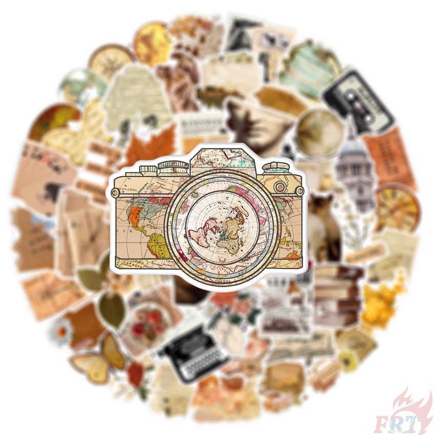❉ Điều trị gia tăng. Hình Dán Nghệ Thuật Cổ Điển 01 Sticker ❉ Bộ 50 Miếng Dán Chống Thấm Nước Thời Trang