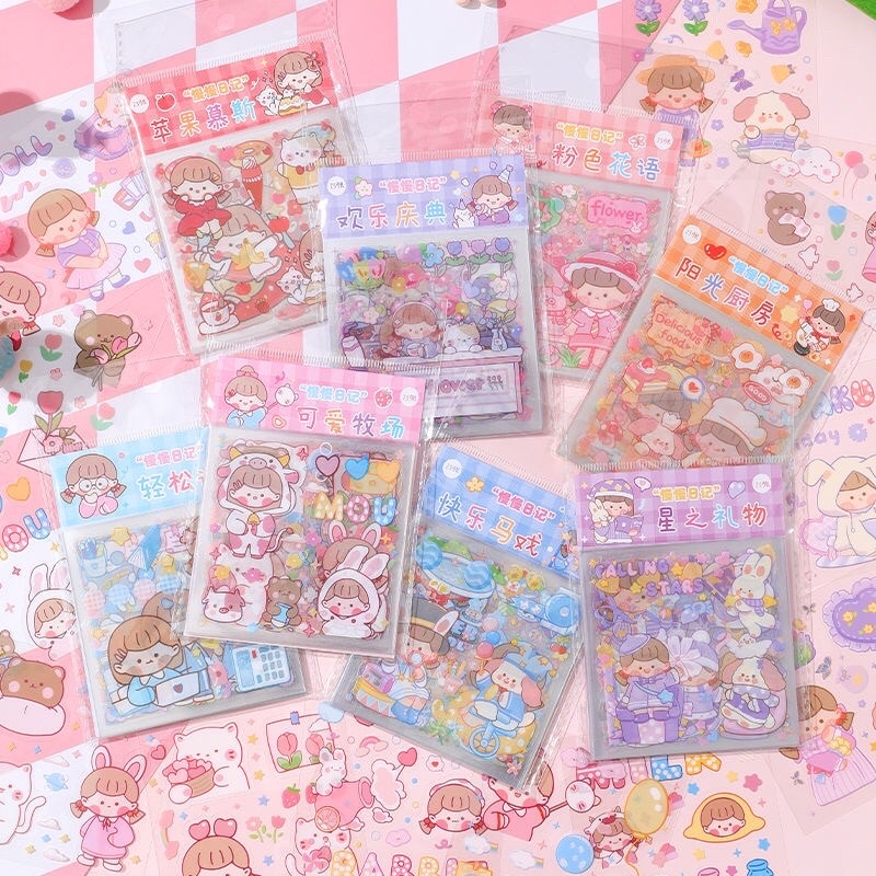 Set sticker hoạt hình trang trí đa năng dễ thương Bistore