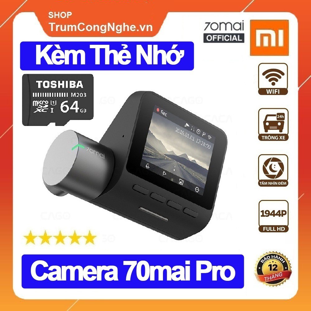 Camera hành trình ô tô Xiaomi 70mai Pro - Kèm thẻ nhớ 64GB Class10 - Bản Tiếng Anh Cao Cấp | BigBuy360 - bigbuy360.vn