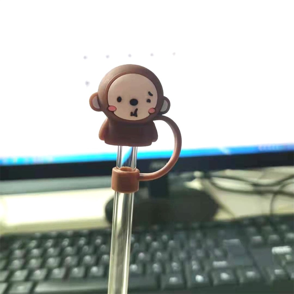 Nắp đậy ống hút silicone thiết kế hoạt hình đáng yêu bảo vệ chống bụi bẩn không bao gồm ống hút