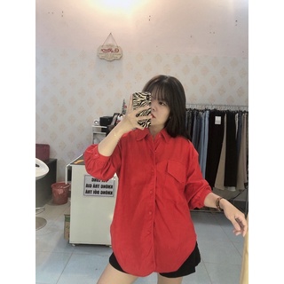 Áo sơ mi nhung đỏ