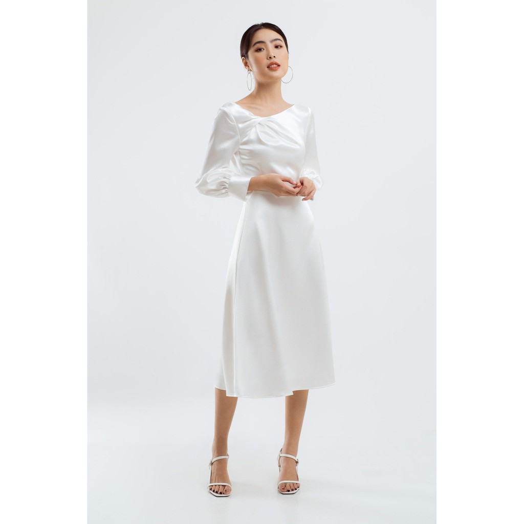 ĐẦM LỤA XẾP CỔ NƠ EDINI