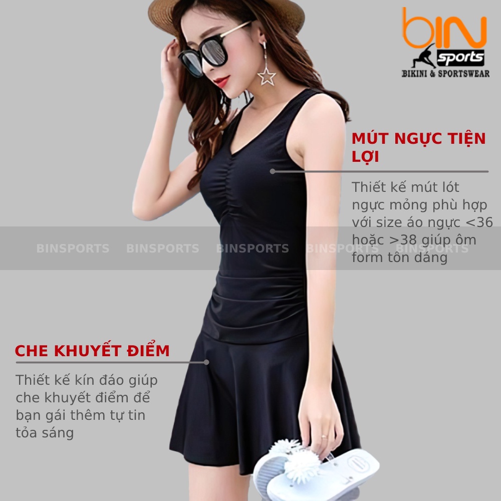 Bikini Bộ Đồ Bơi Nữ Liền Thân Váy Nhiều Màu Freesize Bin Sports BHV085