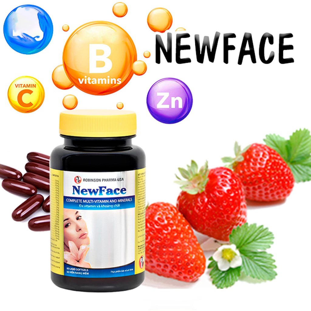 NewFace - Hỗ trợ bổ sung DHA, vitamin và khoáng chất, tăng cường sức đề kháng cho bà bầu và người thiếu máu (60 viên)