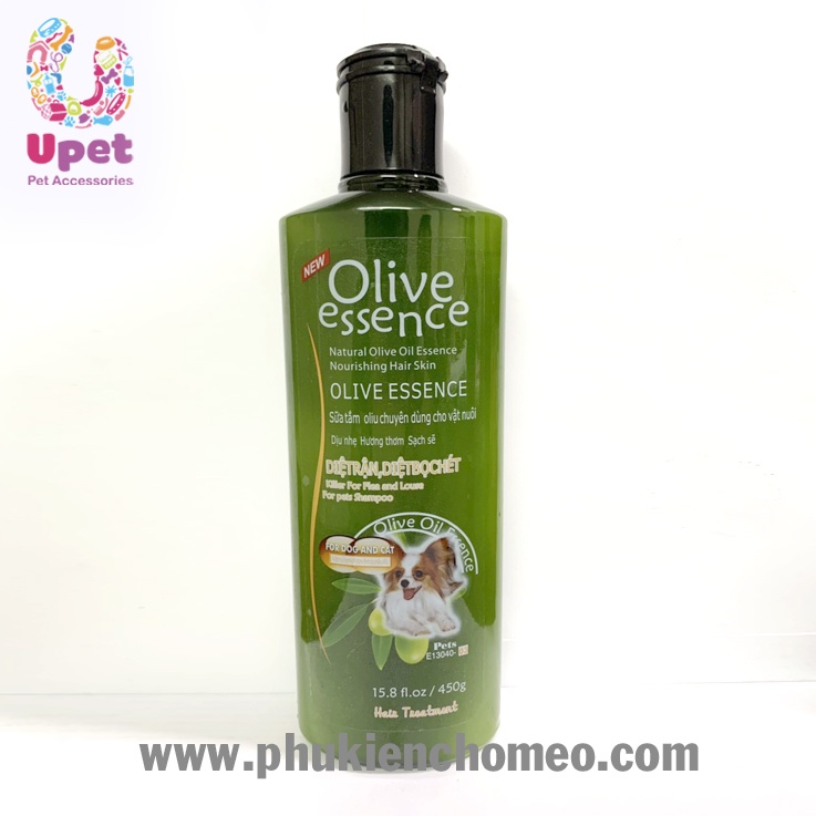 Sữa tắm diệt ve rận chó mèo- Dầu tắm Olive 450ml giúp mềm mượt lông, chăm sóc nuôi dưỡng lông, lưu hương thơm