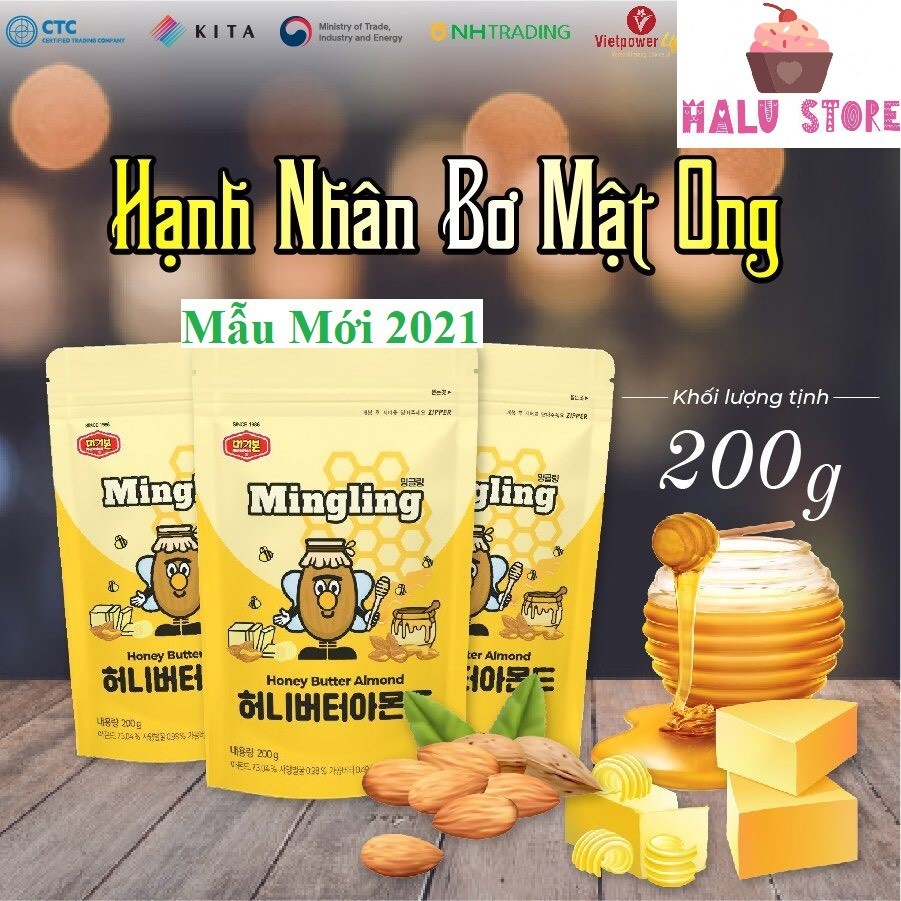 [HOT] Hạnh nhân tẩm bơ mật ong / bắp / hạt tổng hợp mix nut muối hồng / phô mai mật ong Murgerbon gói 200g - Hàn Quốc