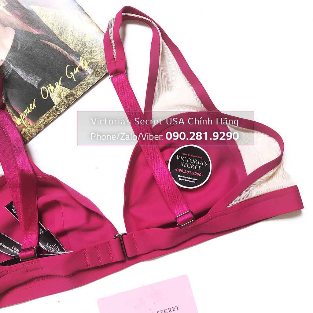 (Bill Mỹ size S) Áo lót 107 Luxe Lingerie, Wicked Rose, màu hồng phối lưới mềm mịn - Victoria's Secret USA