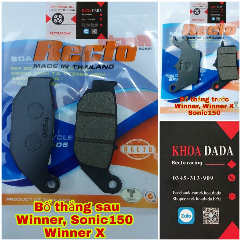 Bố thắng xe Winner, Winner X, Sonic 150, hiệu Recto, thái lan