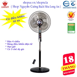 Quạt đứng điều khiển từ xa, quạt có remote, quạt làm mát dùng RC, đảo sóng 4 chiều, hiển thị led cao cấp Lifan Đ-16RC8