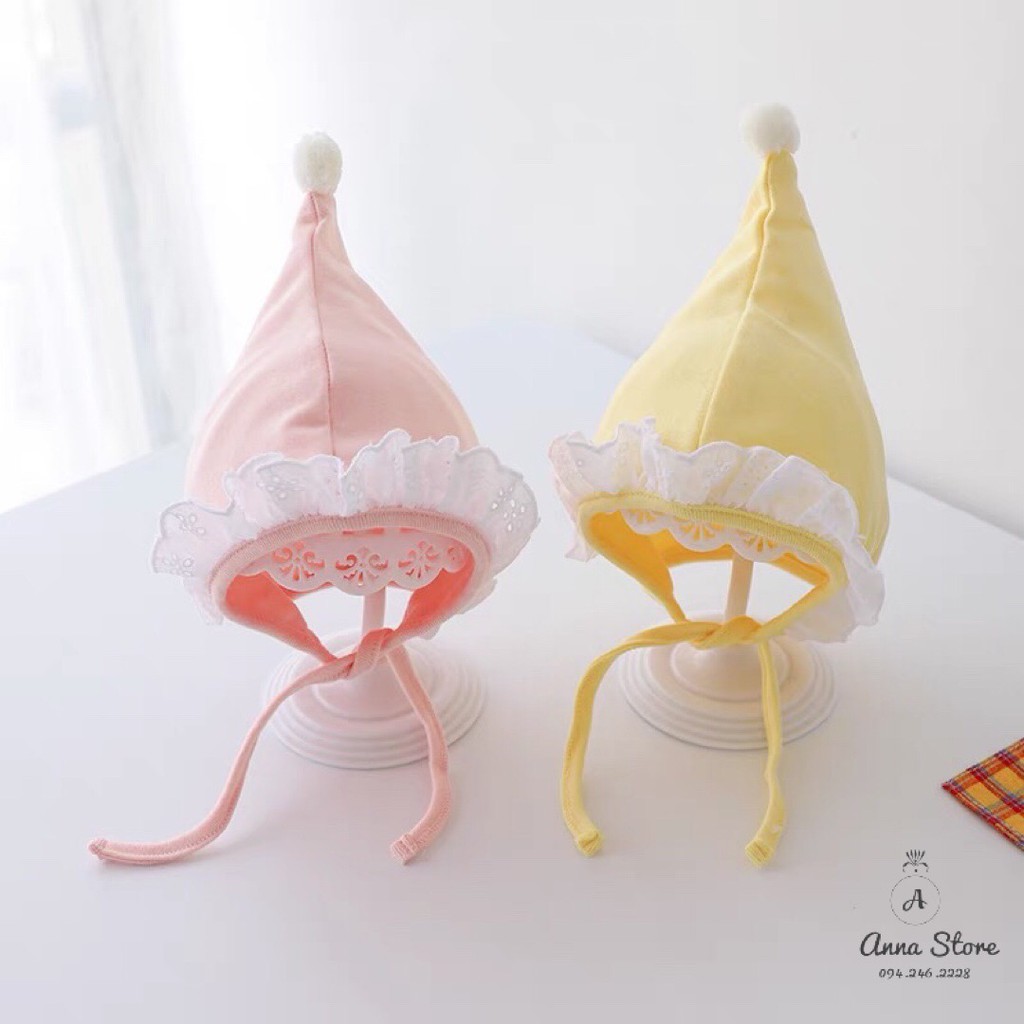 MUP 26 : Mũ cotton viền ren cho bé 0-18m