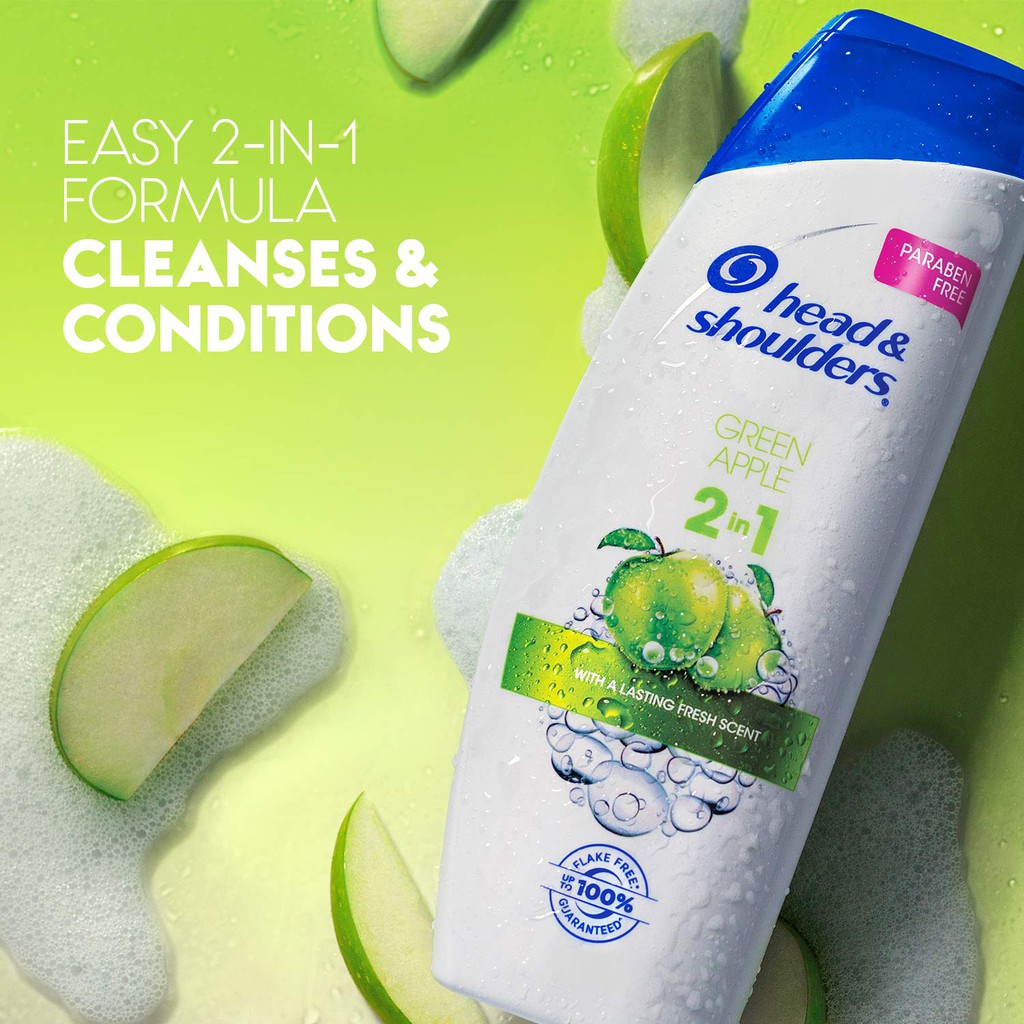 Dầu gội đầu & xả ngừa gàu hương táo Head & Shoulders Green Apple 2-in-1 Dandruff Shampoo + Conditioner 400ml