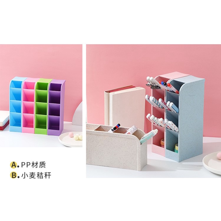 Hộp/giá kệ đựng bút dùng cắm bút nghiêng văn phòng phẩm để bàn làm việc, giá đỡ bàn trang điểm