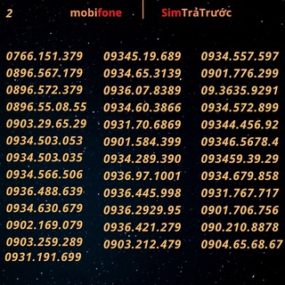 Sim Mobifone trả trước số đẹp đầu 09,giá rẻ đăng ký được 1 trong các gói cước nghe gọi,vào mạng siêu ưu đãi c90n,c120.