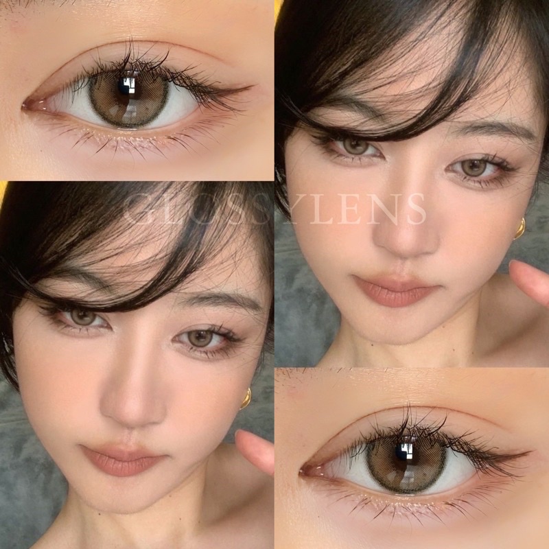 Lens nâu viền đen - sử dụng 1 năm tặng kèm khây đựng