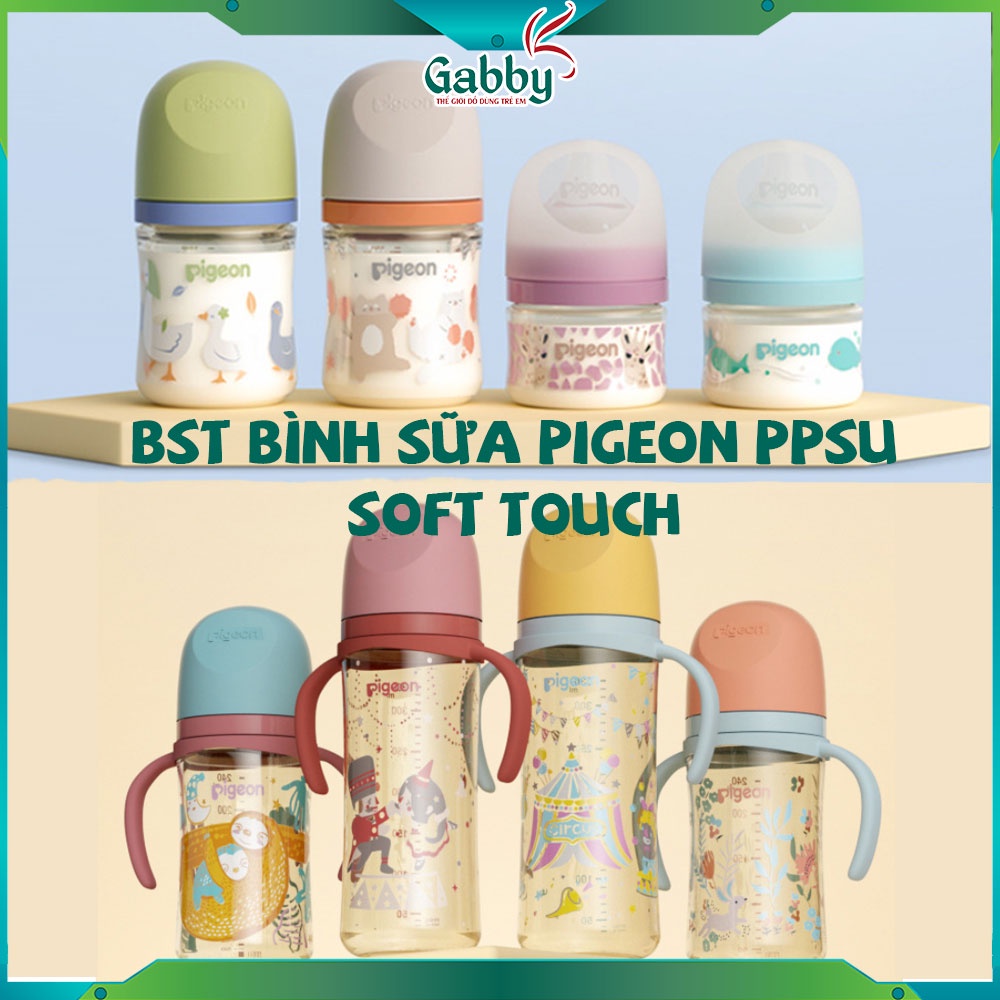 BÌNH SỮA PIGEON NHỰA PPSU NỘI ĐỊA TRUNG SOFT TOUCH 80ML 160ML 240ML