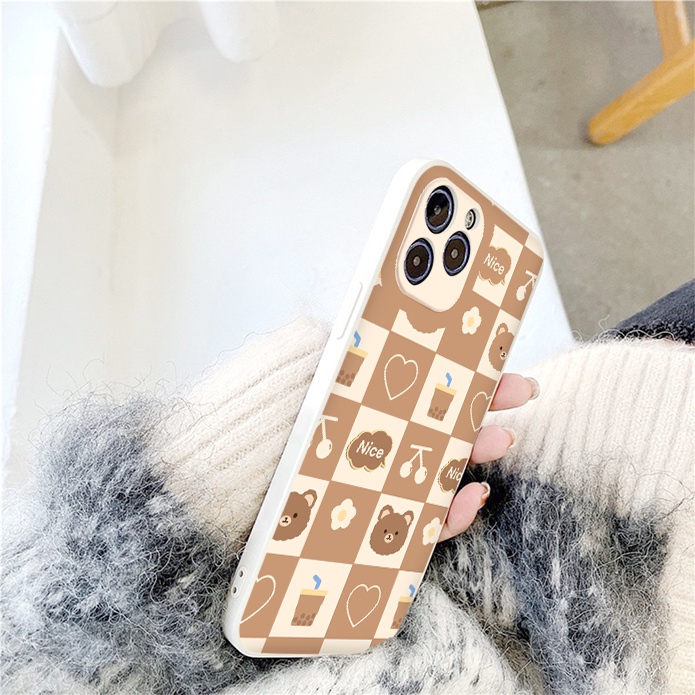Ốp Iphone caro vuông Nice Bear ốp lưng iphone 7plus 8plus 13promax 11 promax 12 pro max 6 6plus x xr xsmax 12pro 11pro