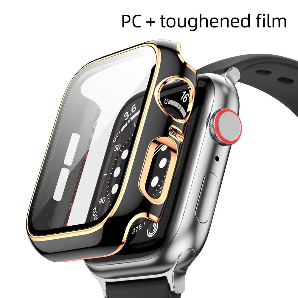 Ốp Lưng Pc Cứng + Kính Cường Lực Cho Đồng Hồ Thông Minh Apple Watch 3 4 5 6 Se