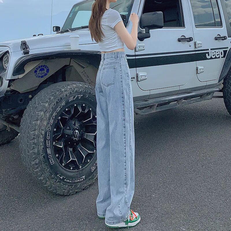 Quần Jeans Nữ Lưng Cao Ống Rộng Thời Trang Hàn Quốc