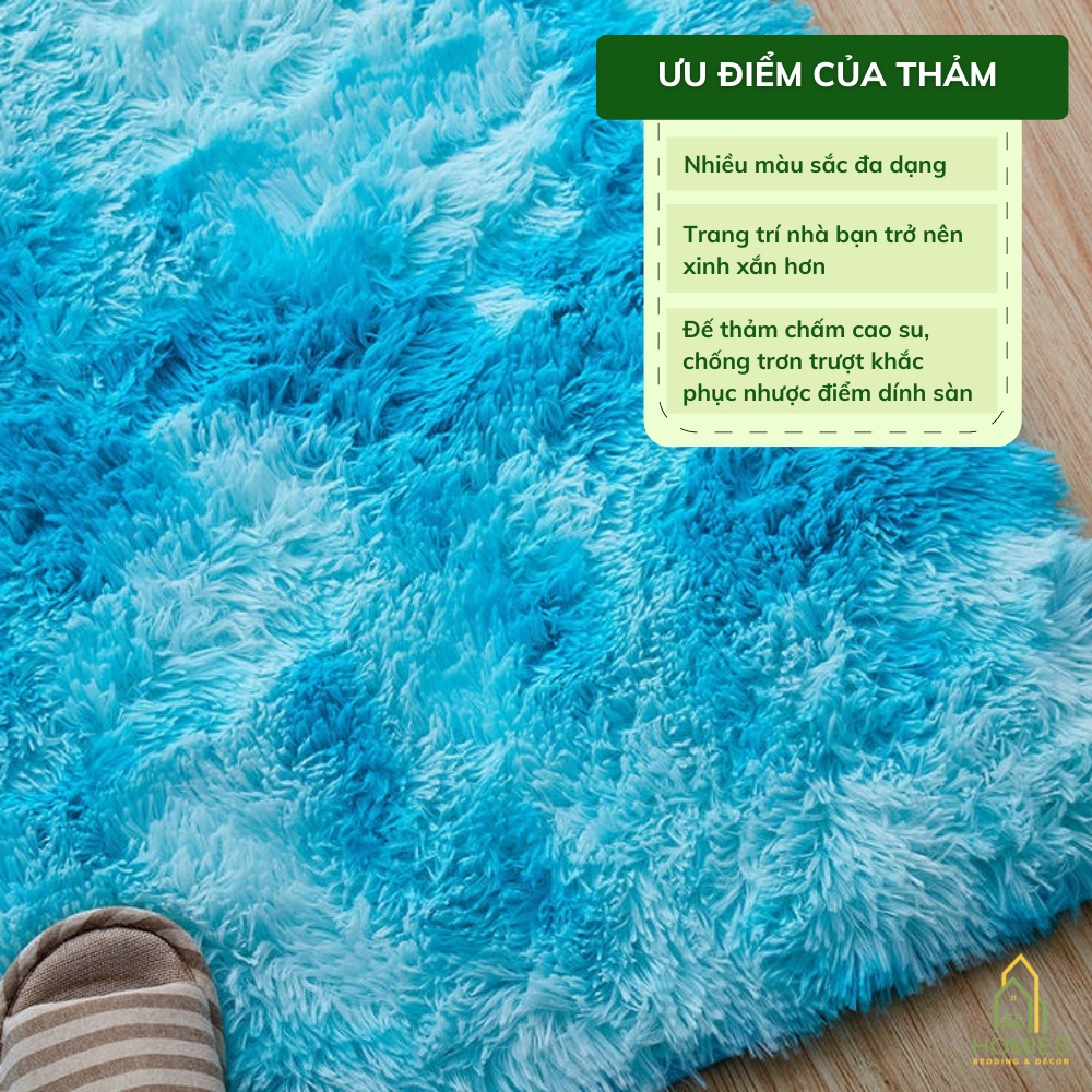 Thảm Lông Chùi Chân HOMIES Lông Loang - Lông Dài Thấm Nước 40cm x 60cm