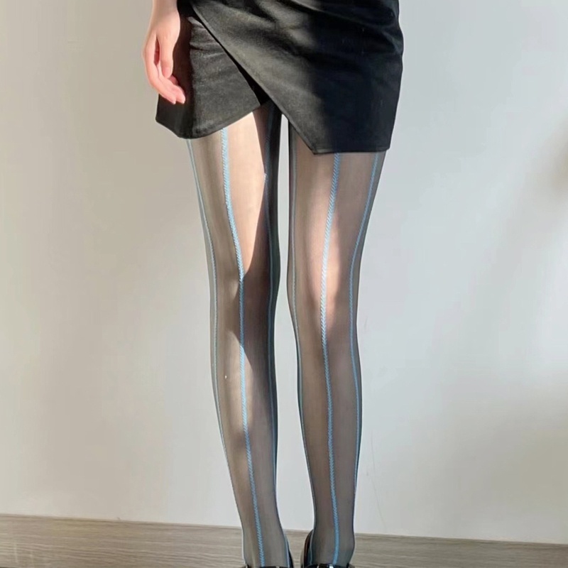 Xixi Quần Tất Mỏng Xuyên Thấu Họa Tiết Kẻ Sọc Chất Liệu Lụa Mỏng Màu Sắc Tương Phản Thời Trang Quyến Rũ Cho Nữ