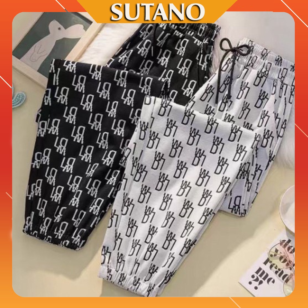 Quần bom nữ thun họa tiết thun dáng dài form rộng chun bo chân xinh đẹp Q393 SUTANO