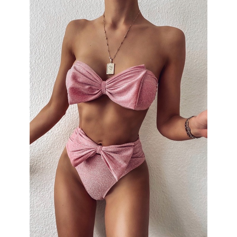 (Có Sẵn) Set 2 Mảnh Nơ Nhũ | Bikini Đi Biển Màu Sắc Sặc Sỡ Bắt Mắt | Chất Liệu Cao Cấp