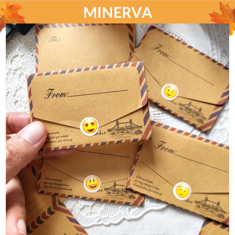 Set 5 Phong bì mini viết lời chúc mừng kèm sticker emoji biểu cảm dán niêm phong