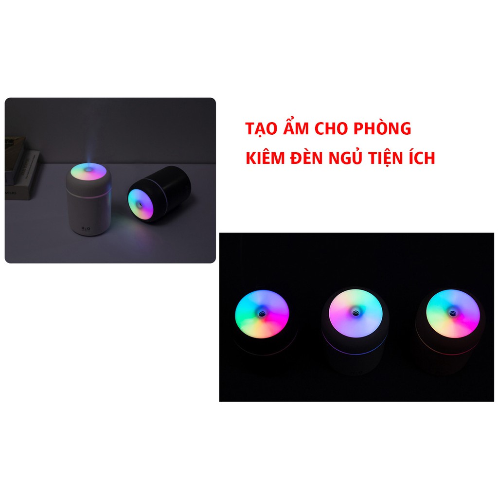 #MÁY TẠO ẨM MINI# [TẶNG LÕI] Máy Tạo Ẩm Mini Tích Hợp Đèn Led 7 Màu Dùng Như Đèn Ngủ Tiện Ích Dung Tích 300ml