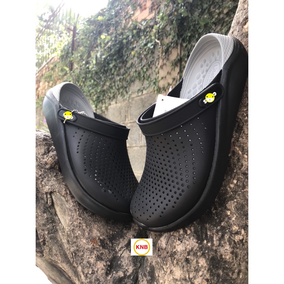 Dép Cross Literide Nam Nữ Màu Đen - FREESHIP + Hàng loại 1 - giày sục sandal Crocs quai ngang bít đầu nam nữ,xịn xò
