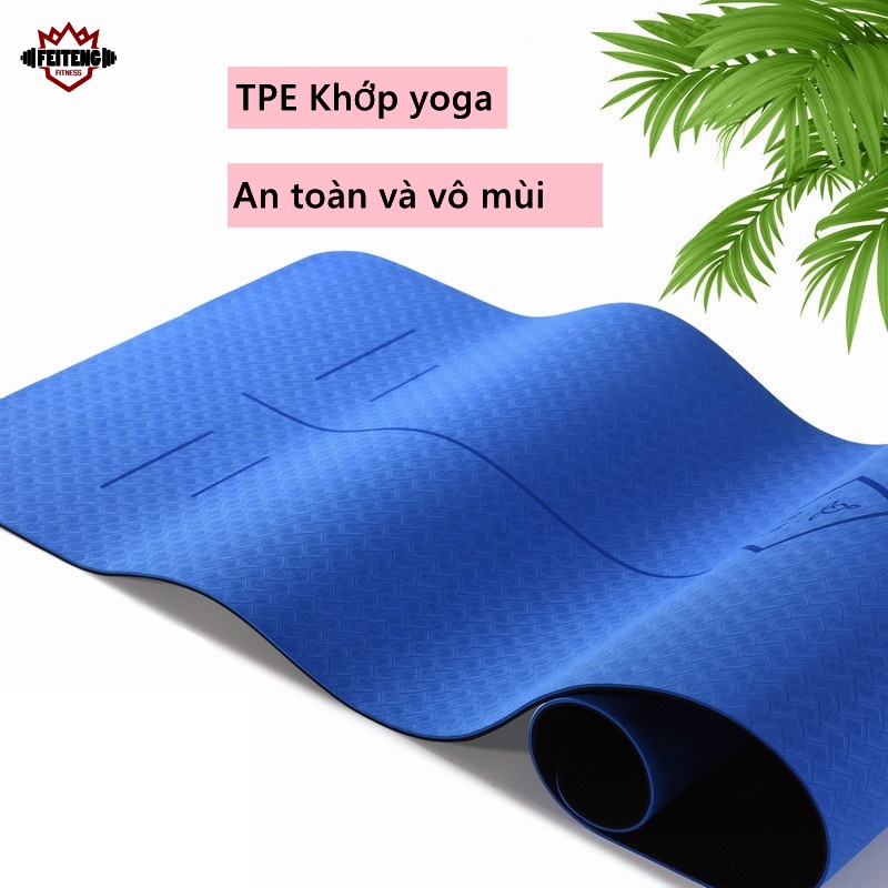 Thảm tập yoga 2 lớp TPE 6mm 8mm từ có định tuyến tập gym yoga pilates fashion chống trượt cao su cao cấp tại nhà