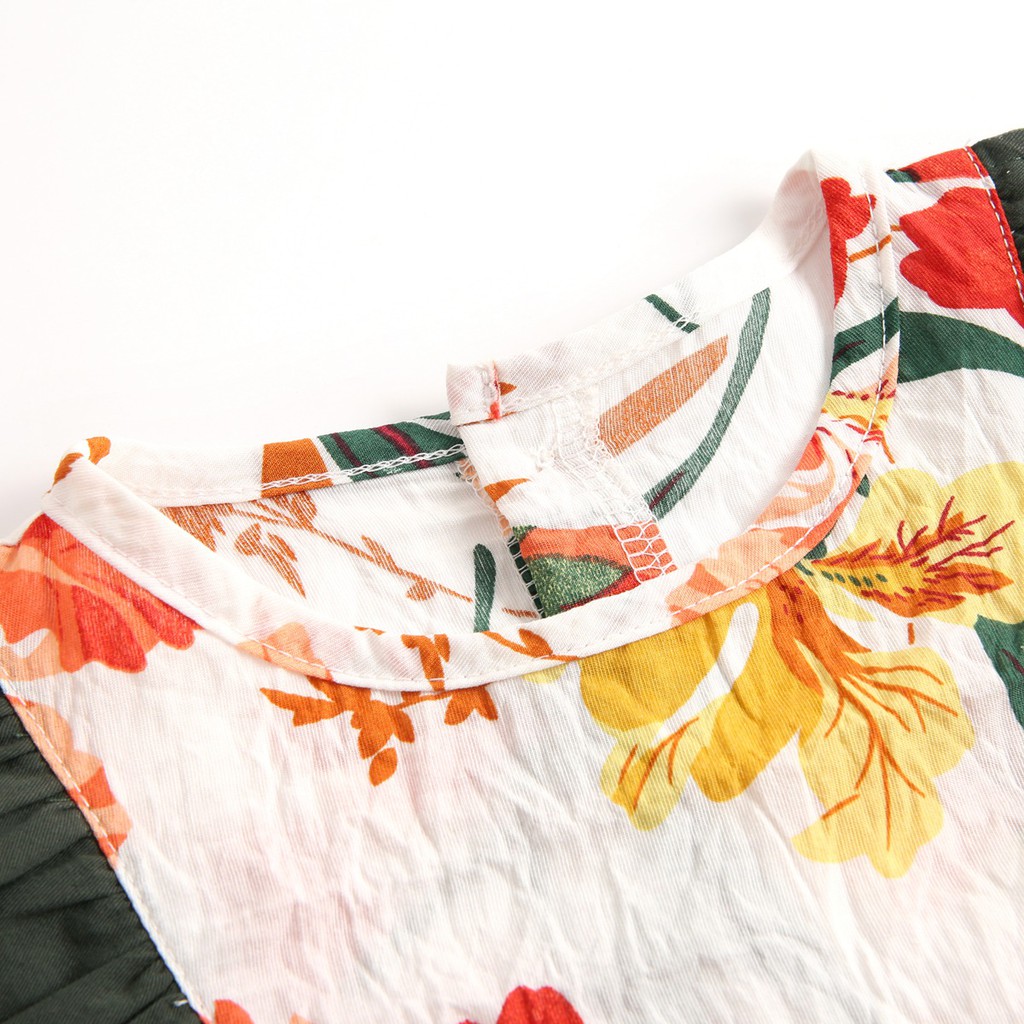 Áo liền quần Sanlutoz bằng cotton họa tiết hoa cho bé gái sơ sinh