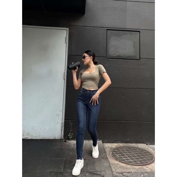 Quần jeans skinny ôm lai tua dài 90cm QJ634