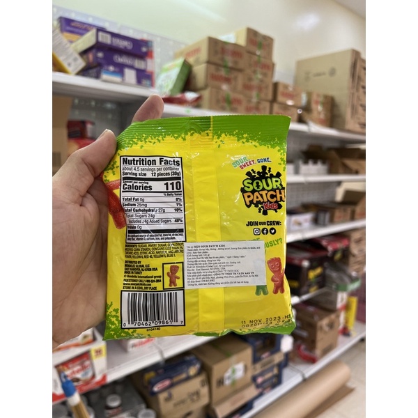 Kẹo dẻo Big Sour Patch Kids gói 141 gr Nhập Khẩu Mỹ
