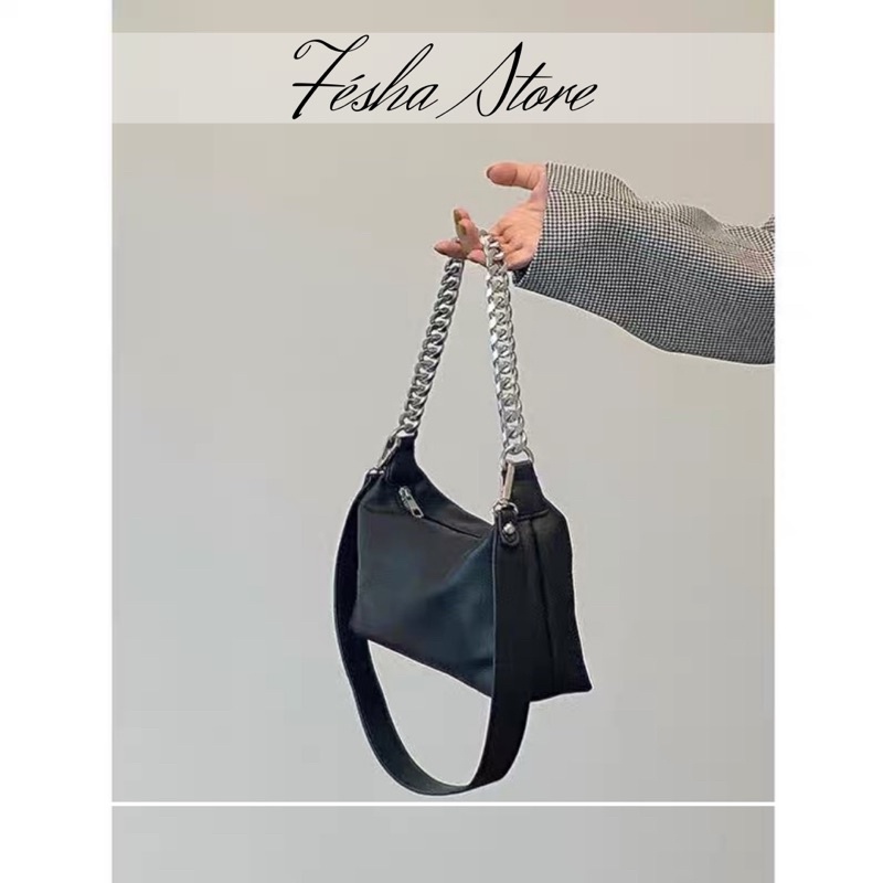 Túi đeo chéo da PU phối dây mắt xích thời trang cá tính🔥hàng xịn bao chất lượng y ảnh