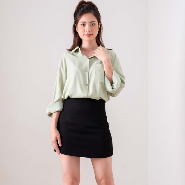 Áo Sơ Mi Nữ form rộng Polo Kiểu Màu Trắng đen hồng xanh đẹp dài tay ulzzang vintage hàn quốc cao cấp trơn Sota Shop