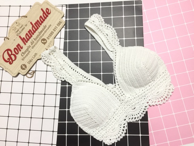 Áo bơi len móc 👙 viền bánh bèo (có nh màu) | BigBuy360 - bigbuy360.vn