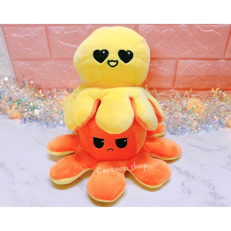 Bạch tuộc nhồi bông 2 mặt cảm xúc 24 x 12 cm siu cute - Reversible Octopus