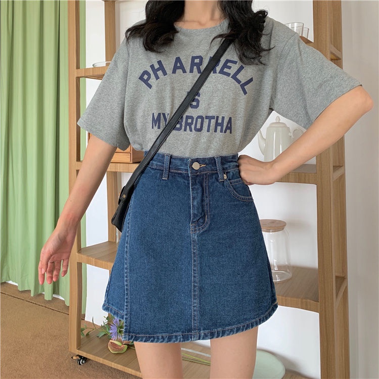 Quần Short Denim Giả Váy Chữ a Lưng Cao Thời Trang Mùa Hè Mới Cho Nữ Sinh
