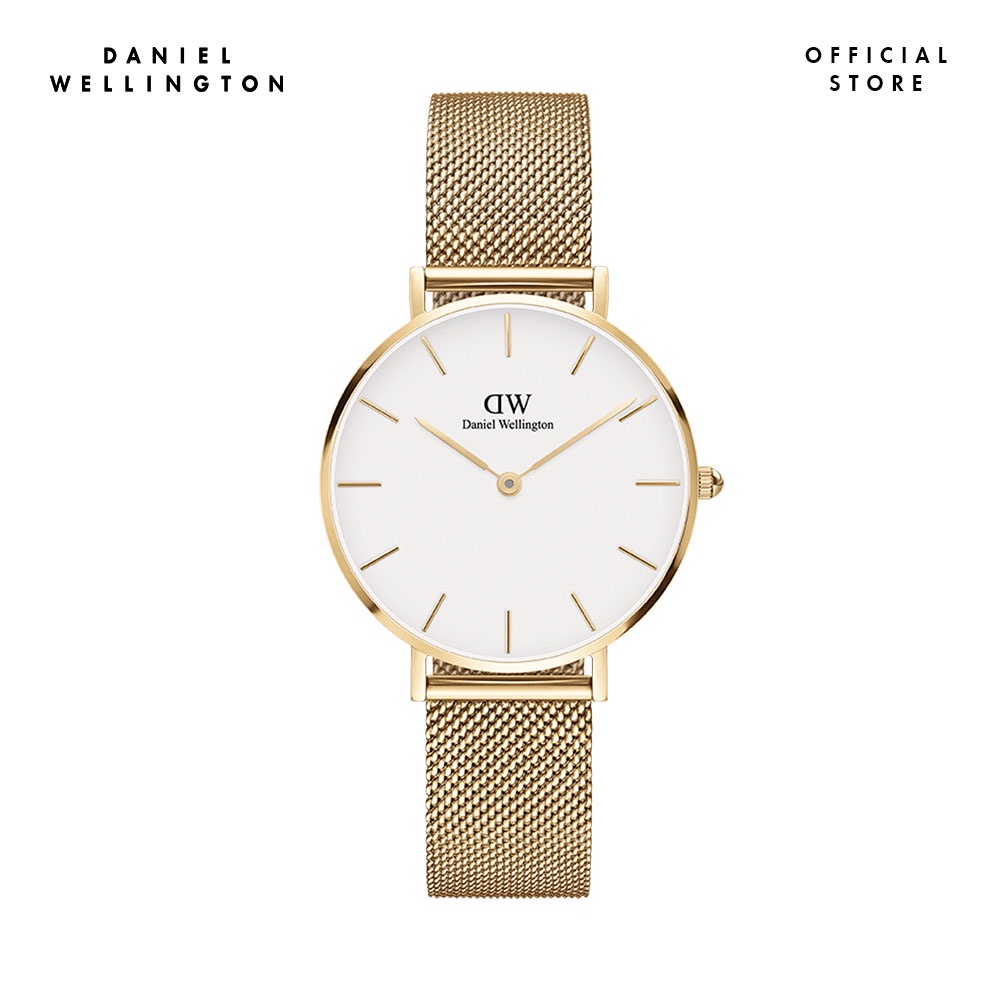 Đồng hồ Nữ Daniel Wellington dây lưới Petite Evergold mặt trắng vỏ vàng